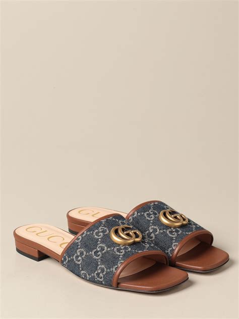 gucci flat sandals for ladies|gucci jolie denim flats sandals.